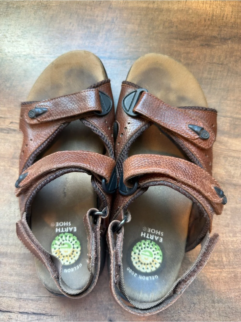 Earth Shoes Gelron 2000 Men's Sandals Brown Leather Hook & Loop US 8